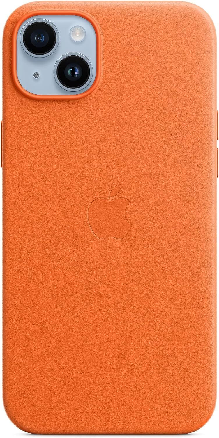 Apple iPhone 14 Plus Leather Case Orange Orange New - Sealed