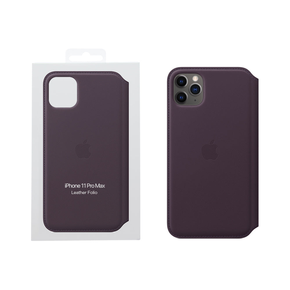 Apple iPhone 11 Pro Max Leather Folio Case - Aubergine