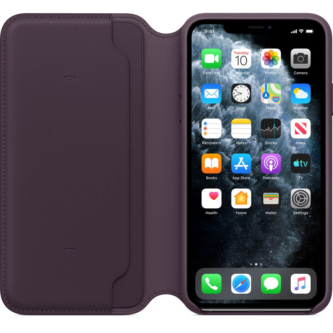 Apple iPhone 11 Pro Max Leather Folio Case - Aubergine