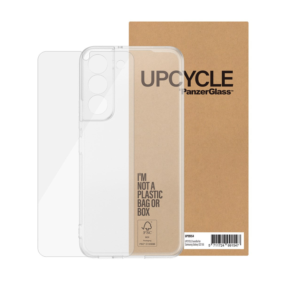 Upcycle by PanzerGlass Case and Screen Protector For Samsung Galaxy S22 5G Clear New - Sealed