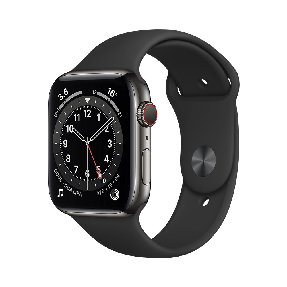 Apple Watch Series 6 Stainless 44mm Graphite Excellent- Unlocked - New Battery 44mm Graphite Excellent